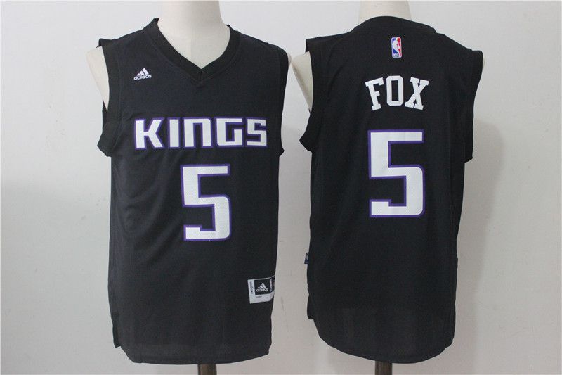 Men Sacramento Kings 5 Fox Black NBA Jerseys